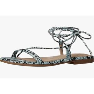 NWB The Drop Samantha Teal Snake Flat Strappy Lace-Up Sandals Womens Size 9.5